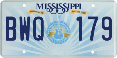 MS license plate BWQ179