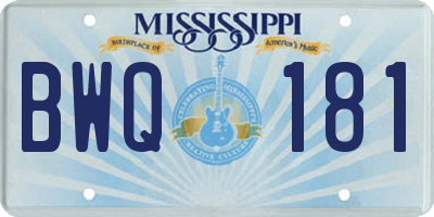 MS license plate BWQ181