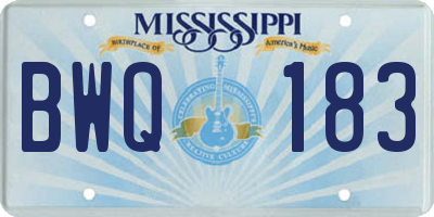 MS license plate BWQ183