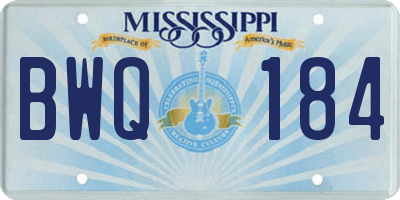 MS license plate BWQ184