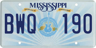 MS license plate BWQ190