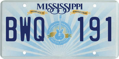 MS license plate BWQ191