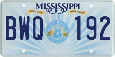 MS license plate BWQ192