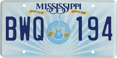MS license plate BWQ194
