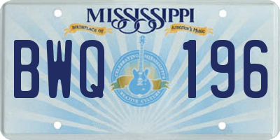 MS license plate BWQ196