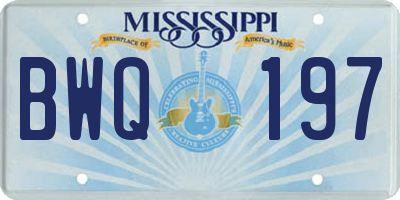 MS license plate BWQ197