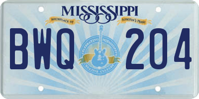 MS license plate BWQ204