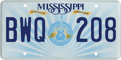 MS license plate BWQ208