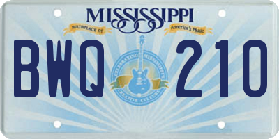 MS license plate BWQ210