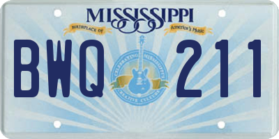 MS license plate BWQ211
