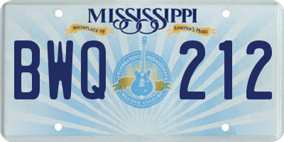 MS license plate BWQ212