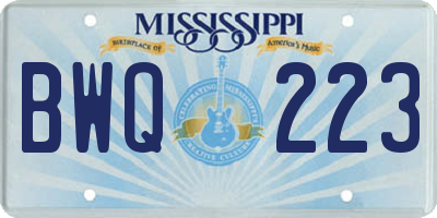 MS license plate BWQ223