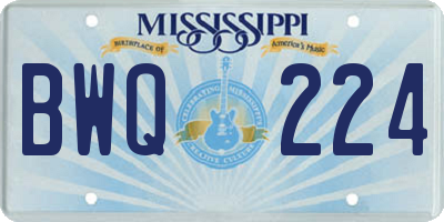 MS license plate BWQ224