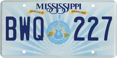 MS license plate BWQ227