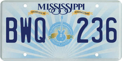 MS license plate BWQ236