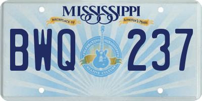 MS license plate BWQ237