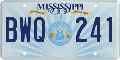 MS license plate BWQ241