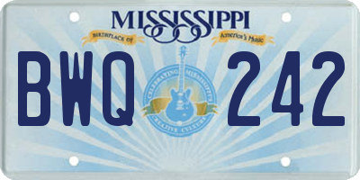 MS license plate BWQ242