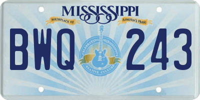 MS license plate BWQ243