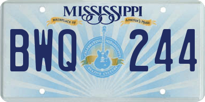 MS license plate BWQ244