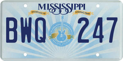 MS license plate BWQ247