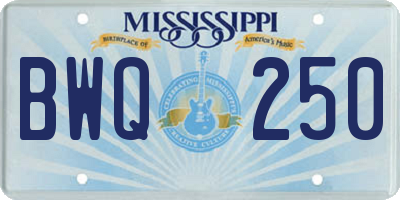 MS license plate BWQ250
