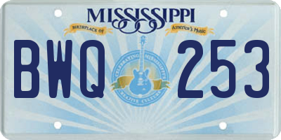 MS license plate BWQ253