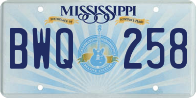 MS license plate BWQ258