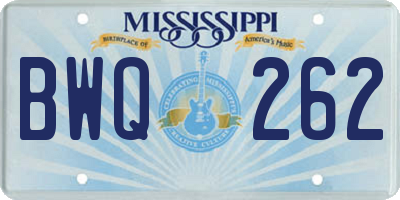 MS license plate BWQ262