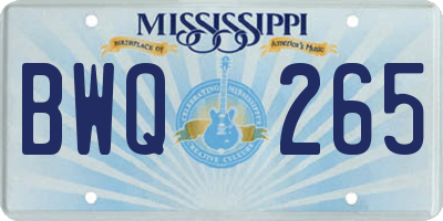 MS license plate BWQ265