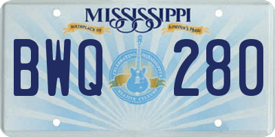 MS license plate BWQ280