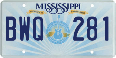 MS license plate BWQ281