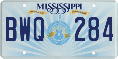 MS license plate BWQ284