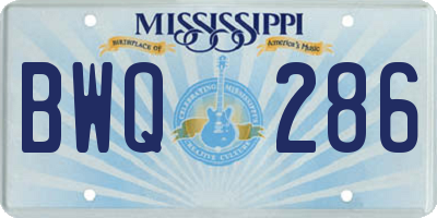 MS license plate BWQ286