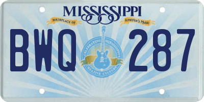 MS license plate BWQ287