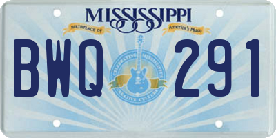 MS license plate BWQ291