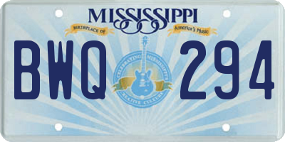 MS license plate BWQ294