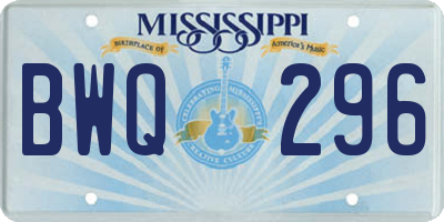 MS license plate BWQ296