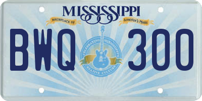 MS license plate BWQ300