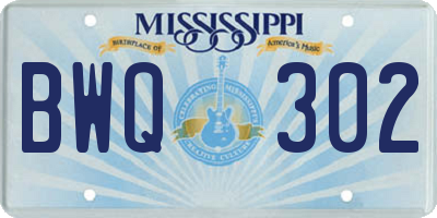 MS license plate BWQ302