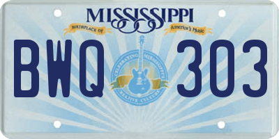 MS license plate BWQ303