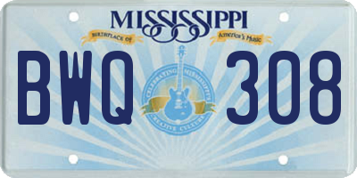 MS license plate BWQ308