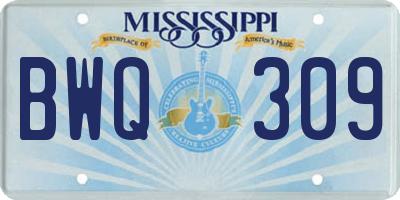 MS license plate BWQ309