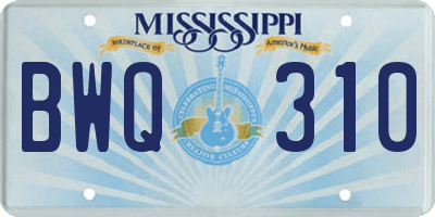 MS license plate BWQ310