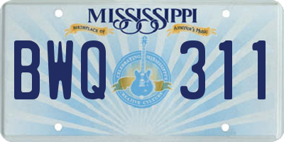 MS license plate BWQ311