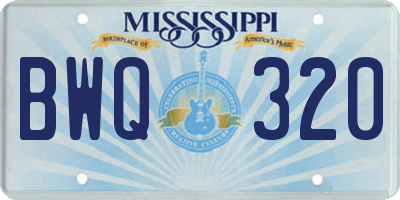 MS license plate BWQ320