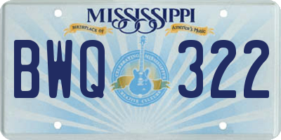 MS license plate BWQ322