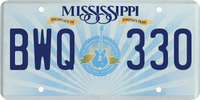 MS license plate BWQ330