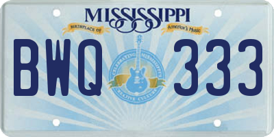 MS license plate BWQ333