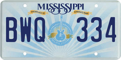 MS license plate BWQ334